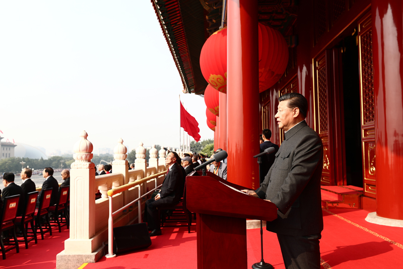 10月1日上午，慶祝中華人民共和國成立70周年大會在北京天安門廣場隆重舉行。中共中央總書記、國家主席、中央軍委主席習近平發表重要講話。